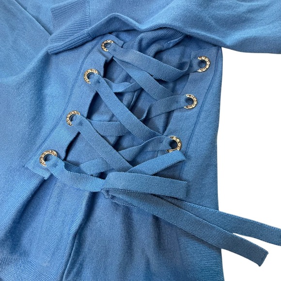 INC International Concepts Blue Lace Up Side Sweater Women Size M - Picture 4 of 8
